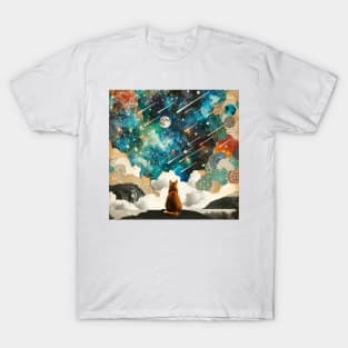 Cosmic Feline Dreamscape T-Shirt